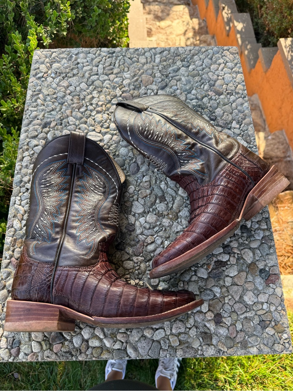 Women Brown Exotic Leather Western Cowboy Boots